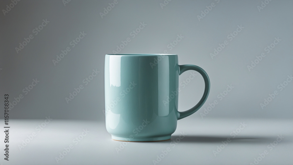 Obraz premium Mockup, Turquoise Ceramic Mug with Minimalist Design