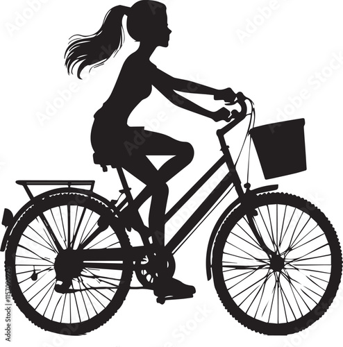 The girl is riding a bicycle silhouette image and Transformation background