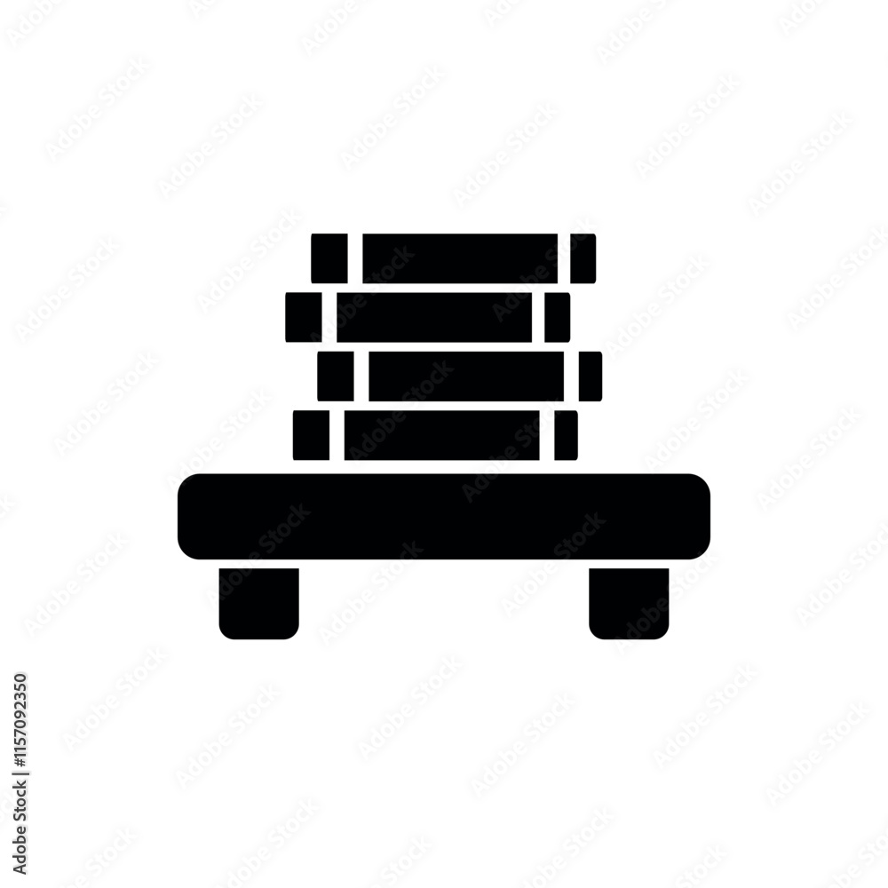 Table with books icon over white background, vector illustration