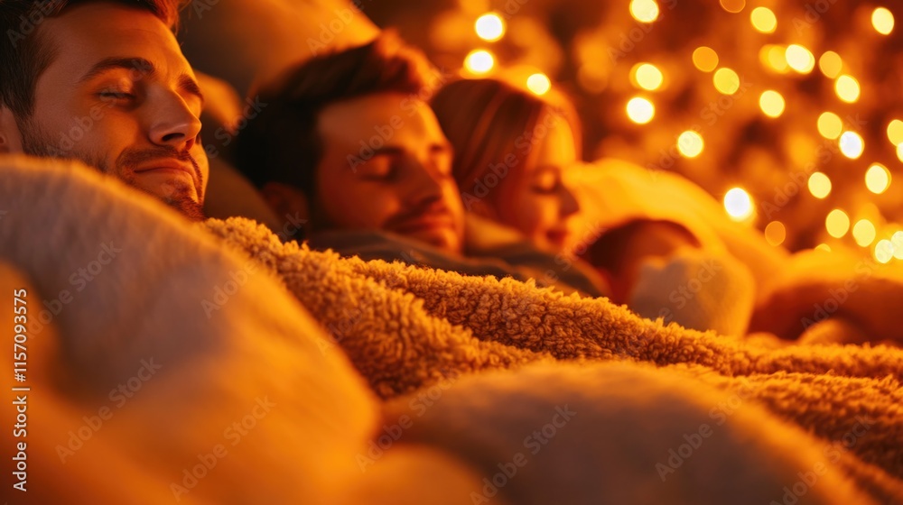 Obraz premium Cozy family relaxation with blanket in warm ambient lighting Global Family Day