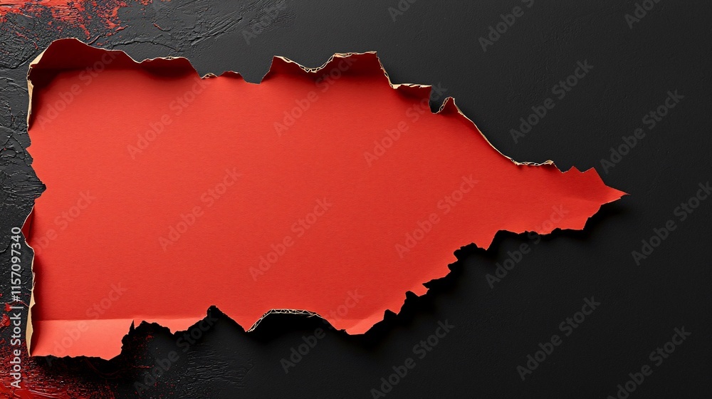 Red torn paper revealing a contrasting black background, suggesting creativity and innovation. Red torn paper revealing a contrasting black background, suggesting creativity and innovation.