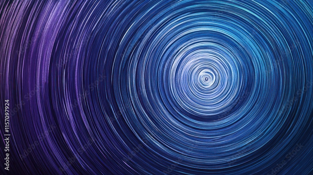 Fototapeta premium A modern abstract gradient background blending shades of blue and purple, featuring concentric circular lines glowing softly, with a glossy, photorealistic finish