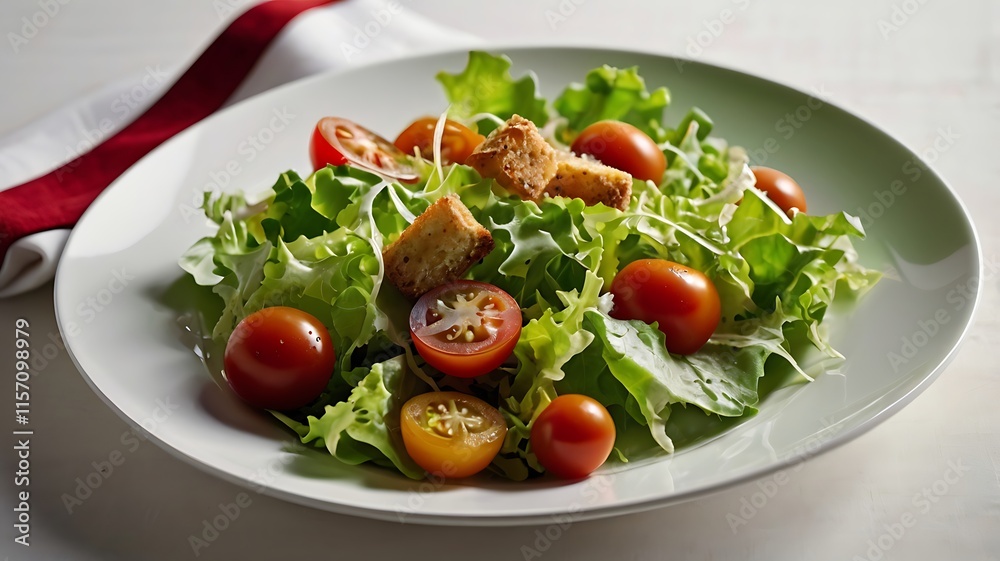 crisp, fresh green salad with juicy tomatoes crisp, fresh green salad with juicy tomatoes