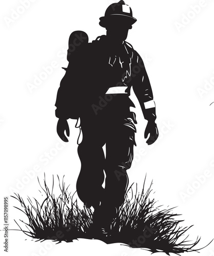 silhouette of a fire fighter man