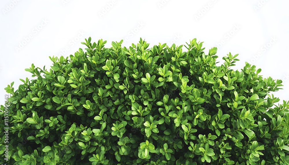 Aerial perspective of a green bush, emphasizing the lush foliage with high detail against a white backdrop. Aerial perspective of a green bush, emphasizing the lush foliage with high detail against a white backdrop.
