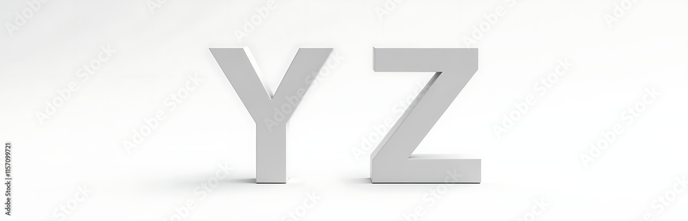 Letters Y And Z Stand Isolated On A Clean White Background Creating Simple Yet Effective Visual Impact. 00001 Letters Y And Z Stand Isolated On A Clean White Background Creating Simple Yet Effective Visual Impact. 00001
