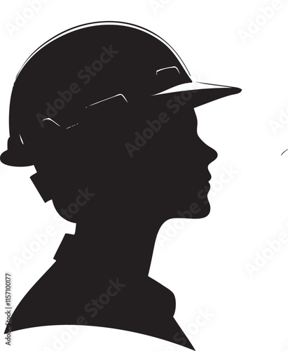 silhouette of a person with construction helmet