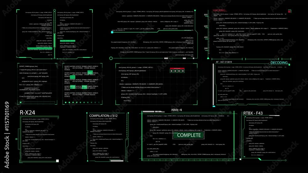 Hacker interface with HUD and infographic elements Programming code abstract technology background for software developer and Computer script