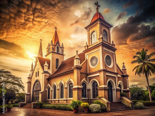 Vintage Photo: Medan's Unique Catholic Church, Graha Maria Annai Velangkanni, Architectural Detail photo