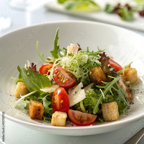  crisp, fresh green salad with  juicy tomatoes