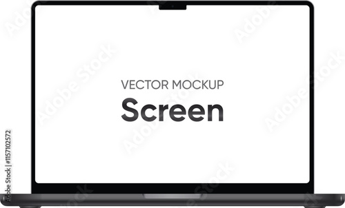 Realistic mockup of the latest Macbook Pro 16 inch blank screen personal by Apple Computers, screen in silver and black laptop color on isolated background. Apple Macbook 13". Flat vector Illustration