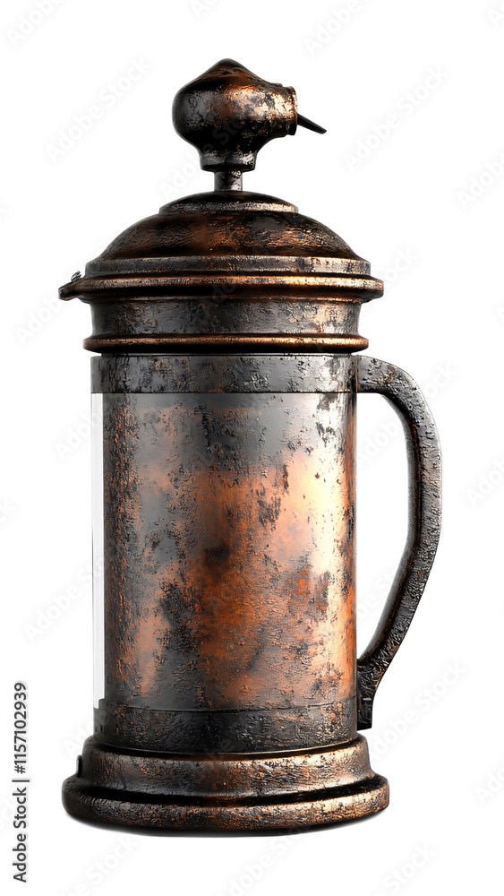 Coffee Press for Brewing Fresh Coffee - Isolated on White Background Coffee Press for Brewing Fresh Coffee - Isolated on White Background