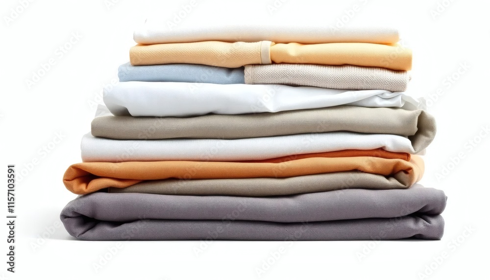 Neatly Stacked Fabric: A Serene Study in Neutral Tones Neatly Stacked Fabric: A Serene Study in Neutral Tones