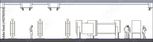 Vector sketch illustration of art gallery design silhouette for painting exhibition place.eps