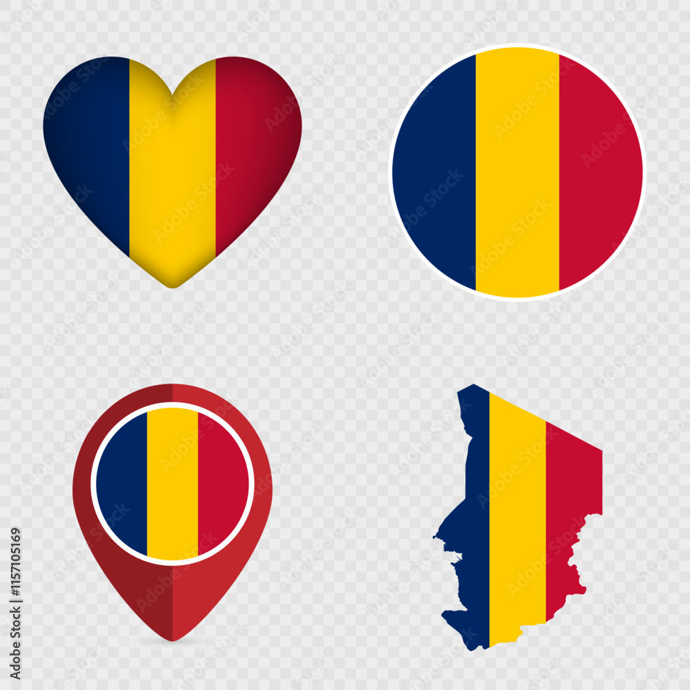 Fototapeta premium Chad Flag Icons Pack. Vector illustration.
