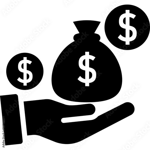 Hand, income, money icon