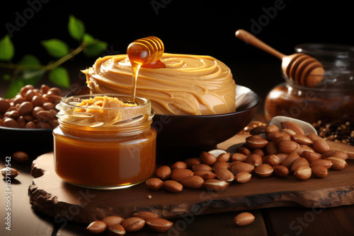 nuts and nut butter in a jar,.  photo