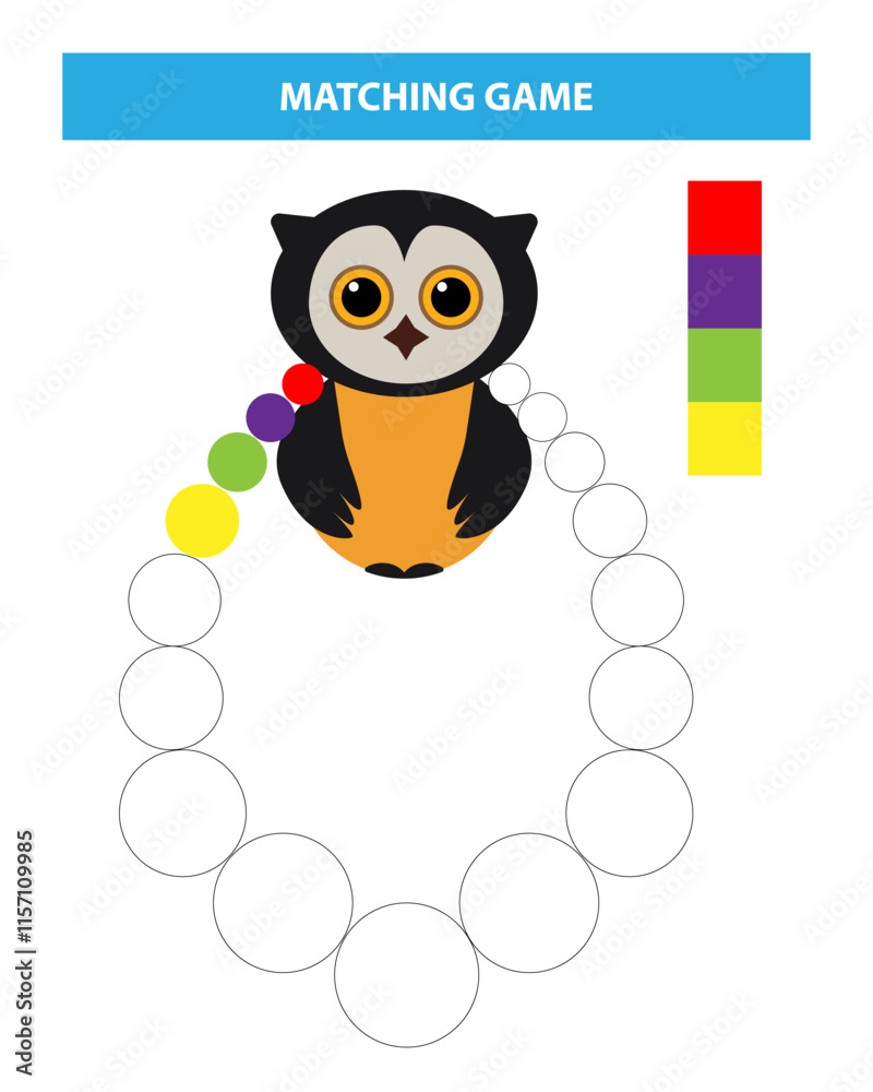Naklejka premium Color the beads game. Printable worksheet for kids.