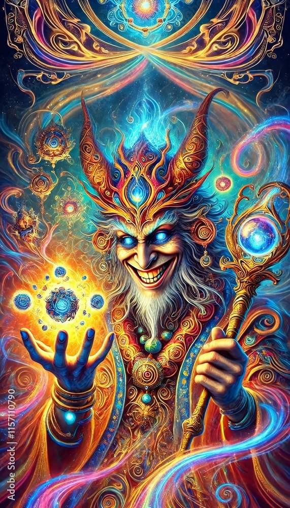 Fototapeta premium Mystical Sorcerer with Enchanted Orb