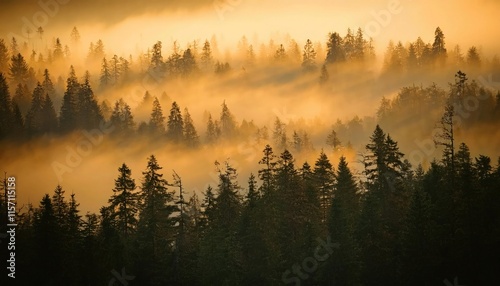 Haunting View of a Misty Forest: Eerie and Mysterious Atmosphere