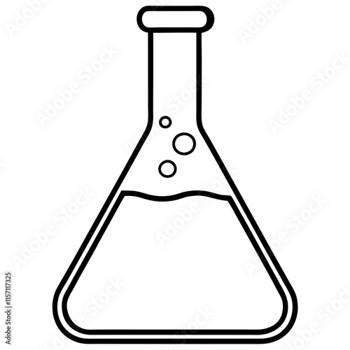 Chemistry Flask Line Art Vector Illustration