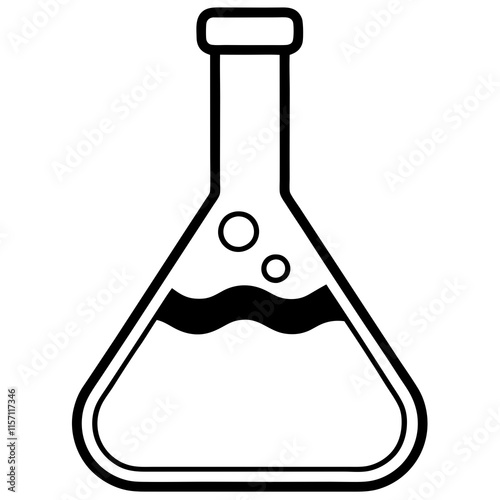 Chemistry Flask Line Art Vector Illustration