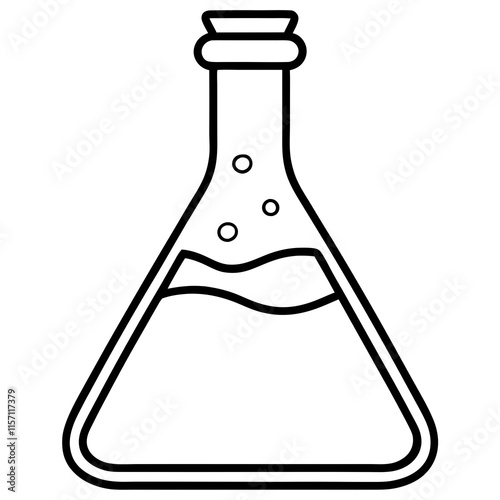 Chemistry Flask Line Art Vector Illustration