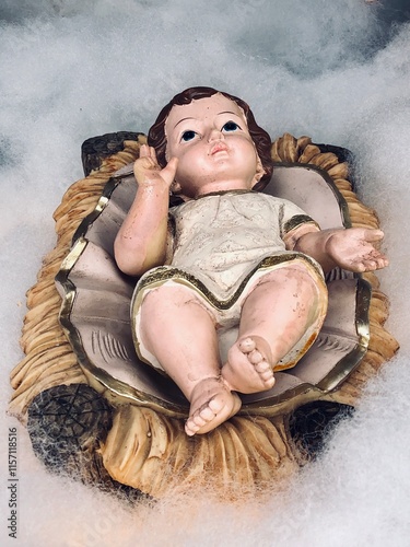 Baby Jesus. Christmas decoration in church at India.