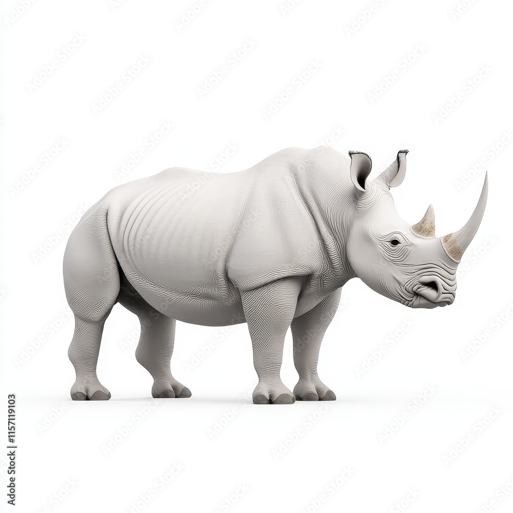 Fototapeta premium A rhinoceros in its natural wildlife sanctuary, captured in a close-up shot for wildlife photography, highlighting conservation awareness in an outdoor environment.