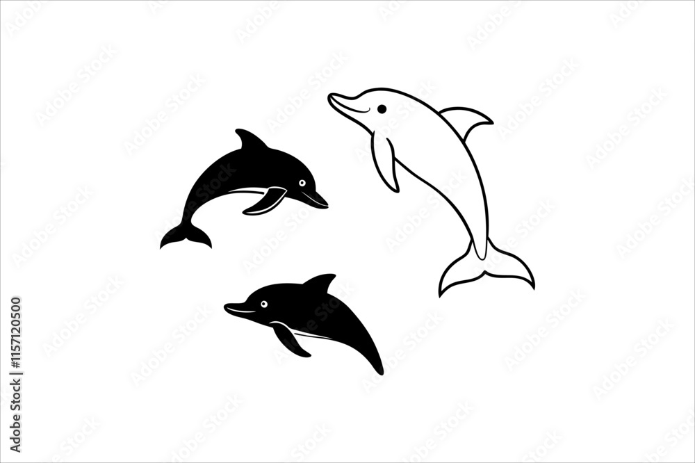 Naklejka premium Dolphin silhouette vector