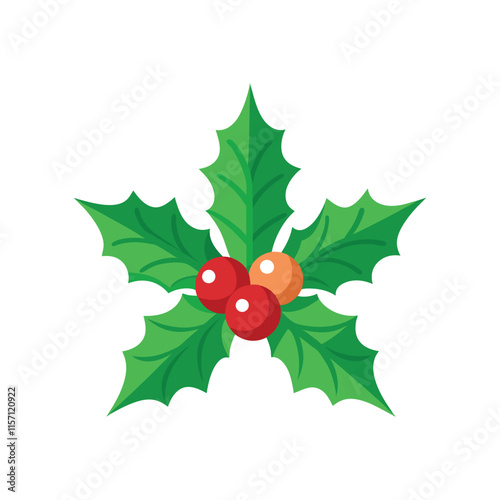 "Christmas Holly Berry Leaves Vector Illustration"

