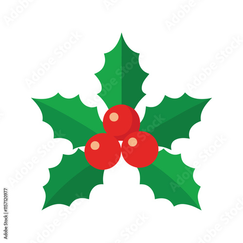 "Christmas Holly Berry Leaves Vector Illustration"

