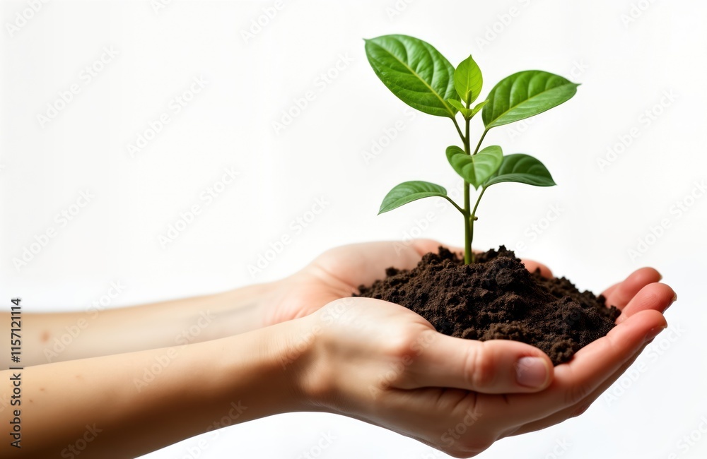Hands hold small plant growing in dirt. Care, protection of nature. New life, growth concept. Eco friendly gardening. Sustainable agriculture. Young plant in human hands. Ideal for eco conservation Hands hold small plant growing in dirt. Care, protection of nature. New life, growth concept. Eco friendly gardening. Sustainable agriculture. Young plant in human hands. Ideal for eco conservation