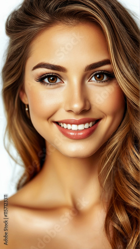 A young brown-eyed girl with curly long hair.