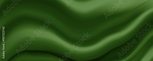 Abstract green background. green silk satin texture background. Beautiful soft folds on the fabric. green elegant textile background .