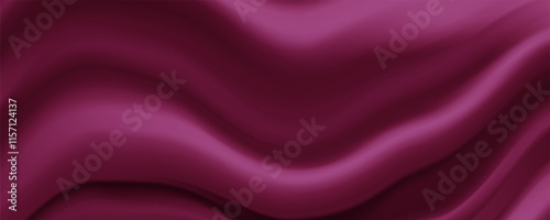 purple drapery silk fabric luxury background. Wavy abstract satin cloth vector texture pattern. 