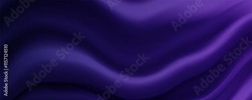 purple drapery silk fabric luxury background. Wavy abstract satin cloth vector texture pattern. 