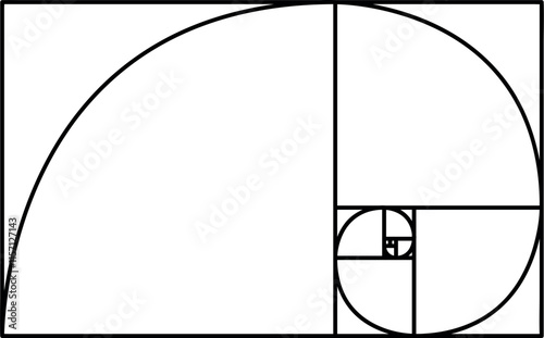 The golden ratio or the golden spiral vector symbol isolated on white background. Sacred geometry symbol concept.