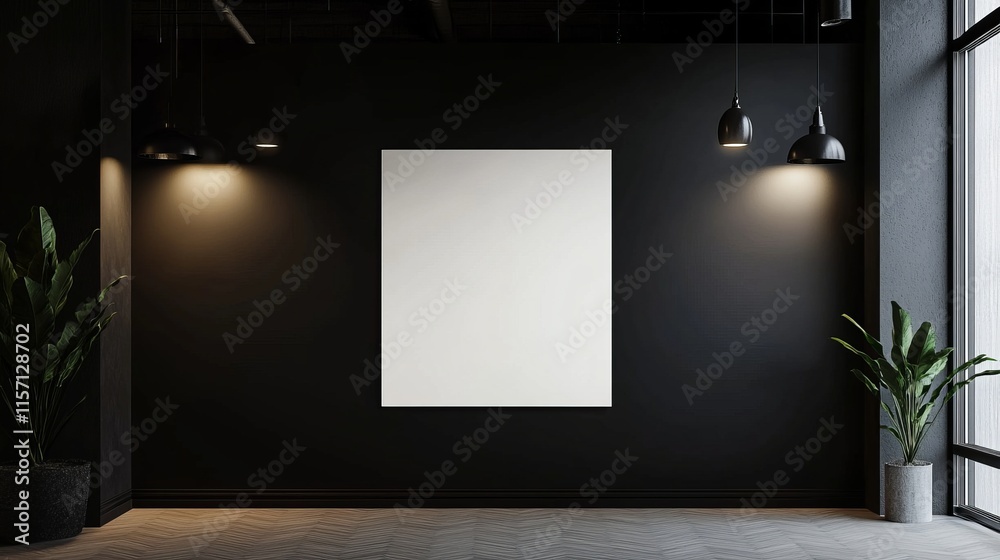 Modern Minimalist Interior Design Mockup with Empty Wall and Plants Modern Minimalist Interior Design Mockup with Empty Wall and Plants