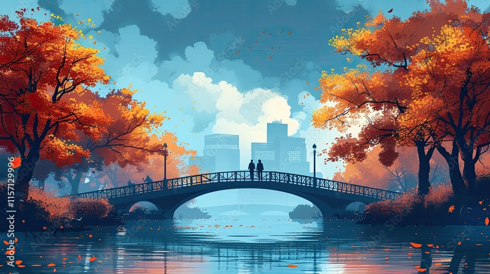 Fototapeta premium flat design, illustration, The Bridge of Friendship