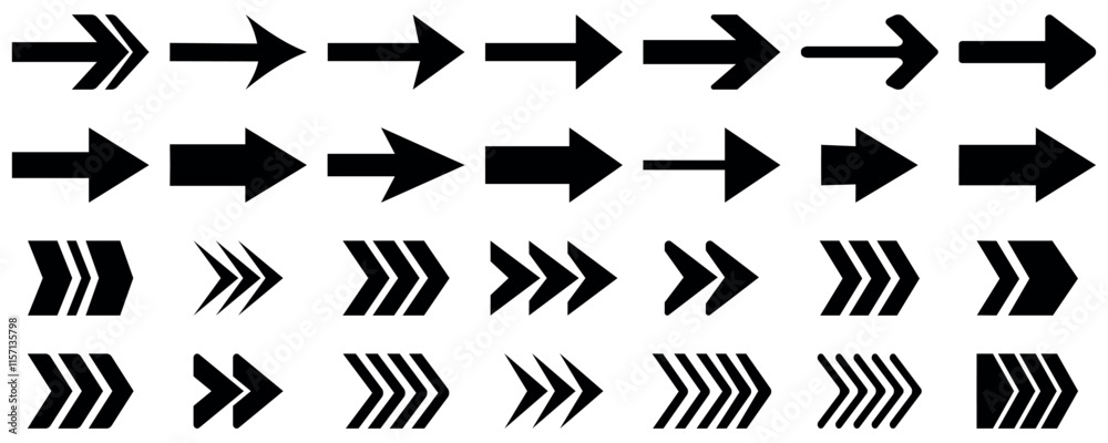 Arrows set. collection different cursor arrow signs, black arrows icons. Arrows vector illustration isolated on white background. Arrows set. collection different cursor arrow signs, black arrows icons. Arrows vector illustration isolated on white background.