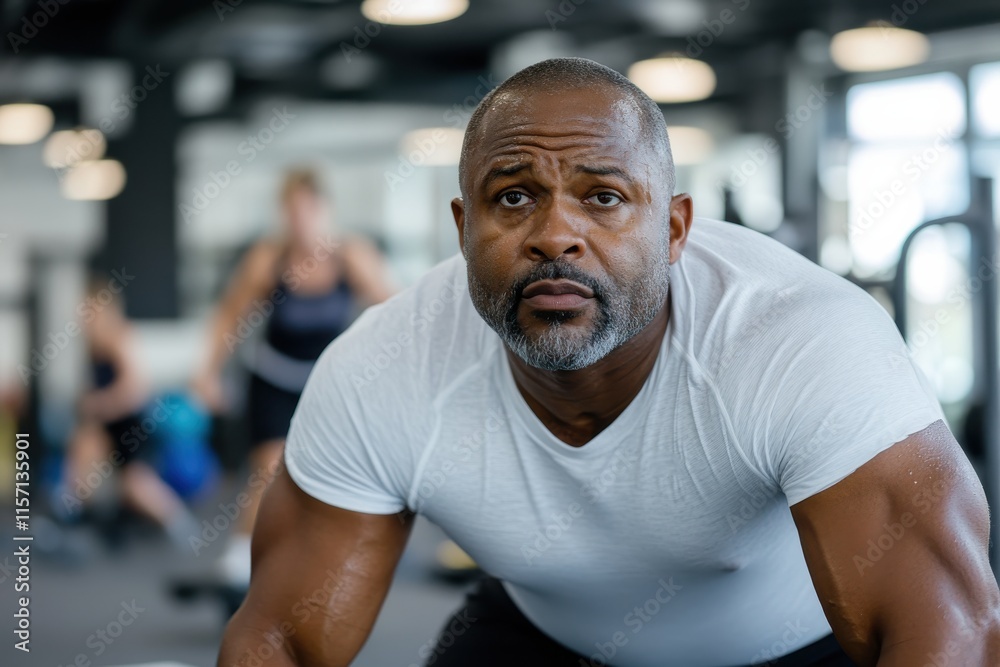 A close-up image of a focused man in a gym environment, displaying strong determination and effort, representing the values of hard work and dedication to fitness goals. A close-up image of a focused man in a gym environment, displaying strong determination and effort, representing the values of hard work and dedication to fitness goals.