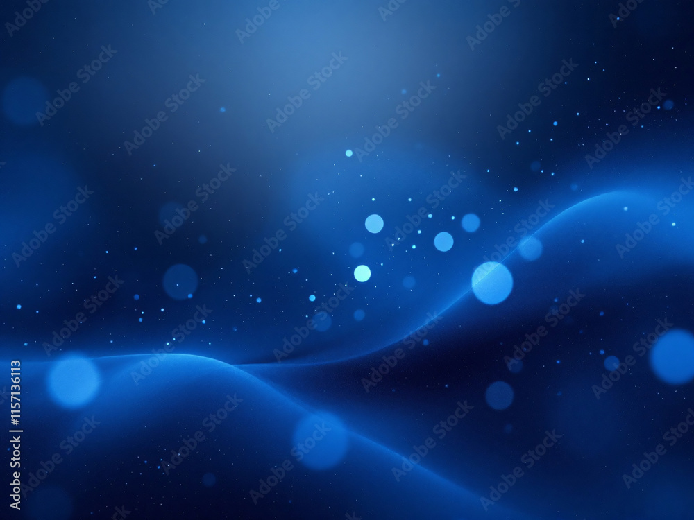 Naklejka premium Blue digital abstract with glowing waves and particles.