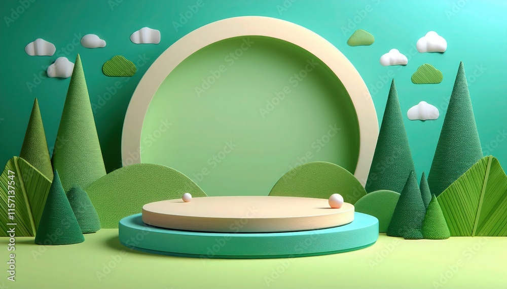 Clean Minimalist 3D Clay Podium with Nature Green Theme for Modern Product Presentations Clean Minimalist 3D Clay Podium with Nature Green Theme for Modern Product Presentations