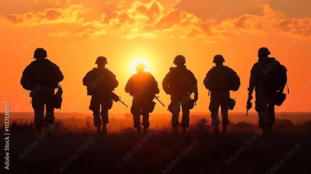 Fototapeta premium Veterans Day graphic material Patriotic American Flag and Military Memorabilia, American flag watercolor, Military boots silhouette, Soldier tribute