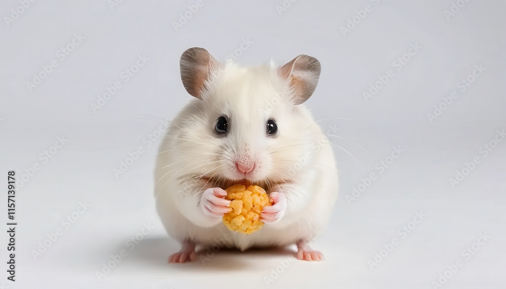 Adorable Hamster Enjoying a Treat Against a Plain Background Adorable Hamster Enjoying a Treat Against a Plain Background