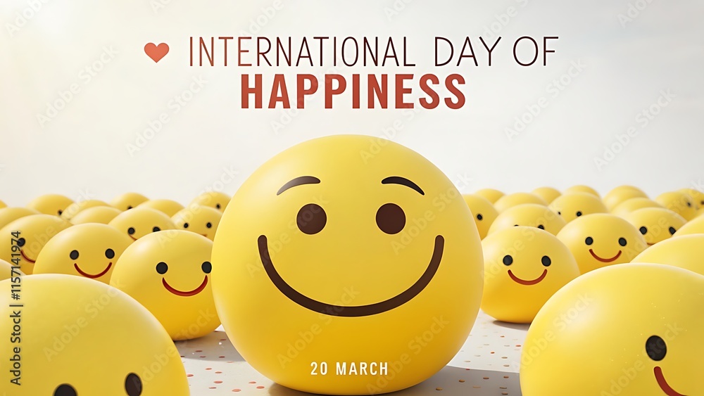March 20 international day of happiness vibrant illustration with a large smiling emoji at the center, surrounded by mixed emotions and heart accents, symbolizing the importance of joy and emotional March 20 international day of happiness vibrant illustration with a large smiling emoji at the center, surrounded by mixed emotions and heart accents, symbolizing the importance of joy and emotional