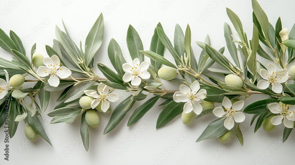 Delicate Olive Blossoms and Leaves in a Floral Arrangement Delicate Olive Blossoms and Leaves in a Floral Arrangement