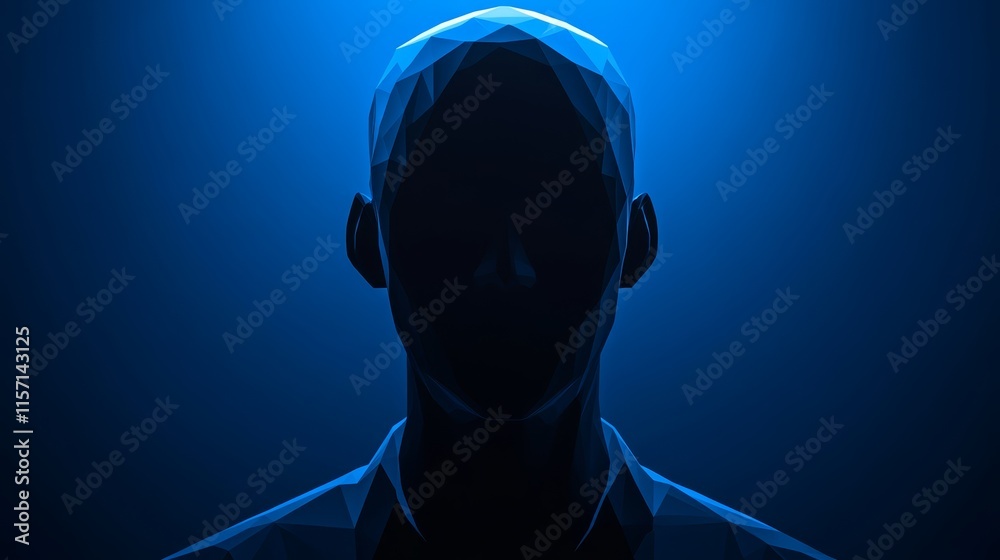 Low Poly Anonymous Person Dark Blue Silhouette Digital Art Low Poly Anonymous Person Dark Blue Silhouette Digital Art
