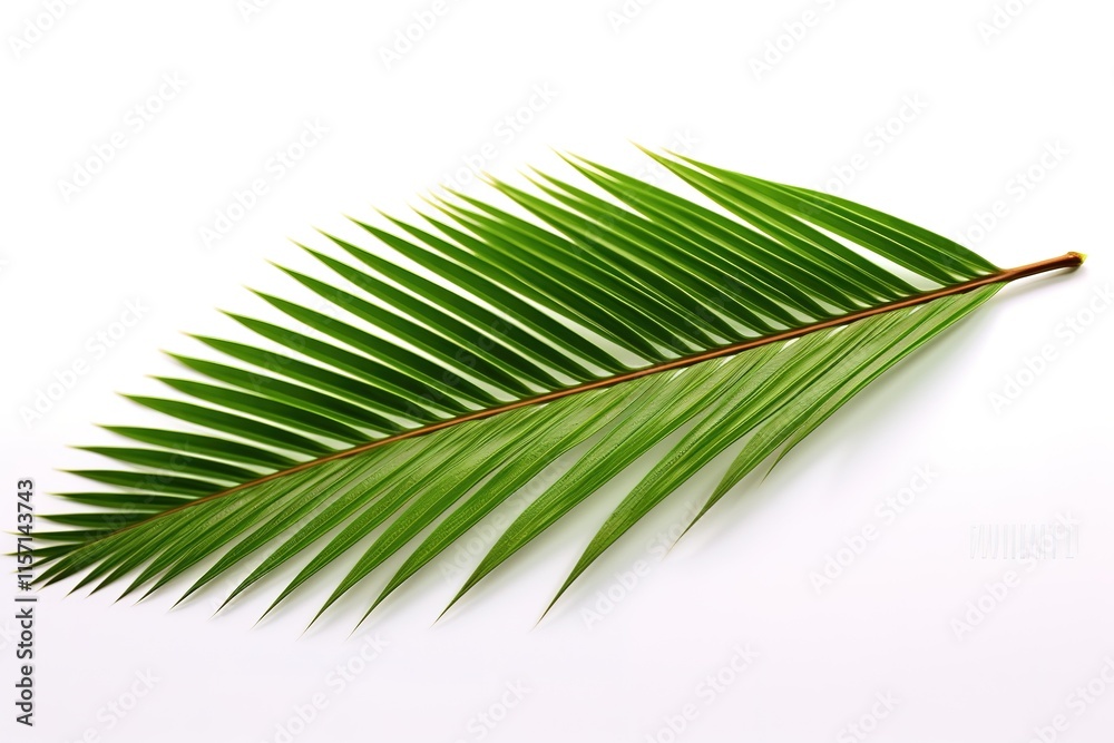 Obraz premium Single Palm Leaf on White Background